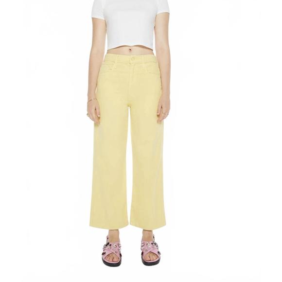 NEW MOTHER maven high-rise wide leg jeans in yellow - Picture 1 of 5